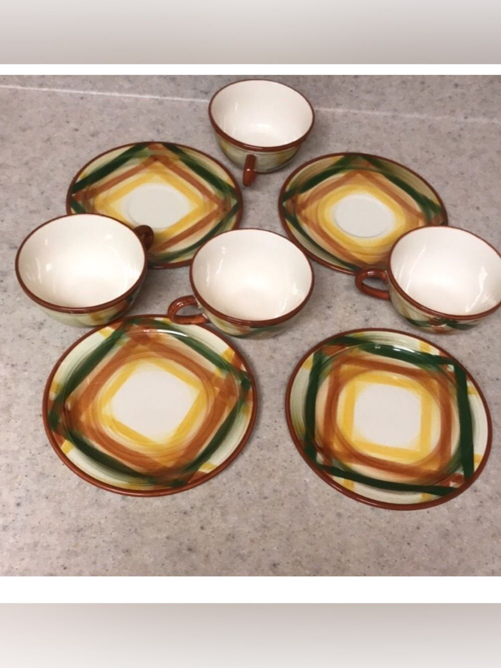Hand-Painted Ceramic Tea Cup and Saucer Set in Autumn Hues Vernonware Vintage